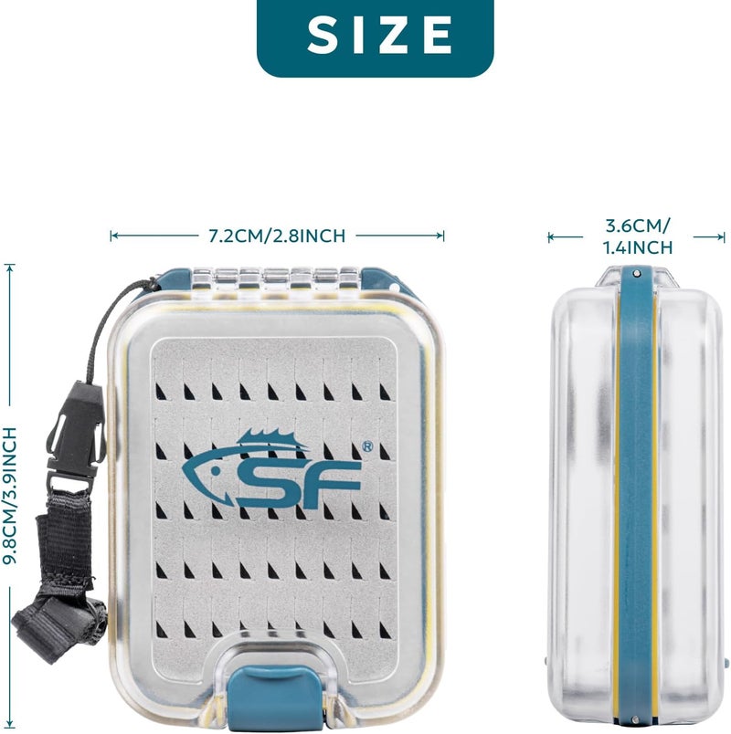 sf. Plastic Waterproof Pocket Fly Fishing Box Double Side Clear Lid Easy Grip Foam with Lanyard Mini Fly Box - Image 2